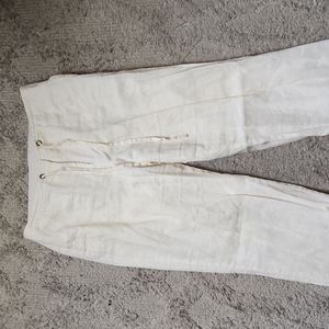 Ladies Charter Club Cream Cotton/Linen pants - sz 12